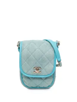 CHANEL Pre-Owned: Голубая сумка через плечо 