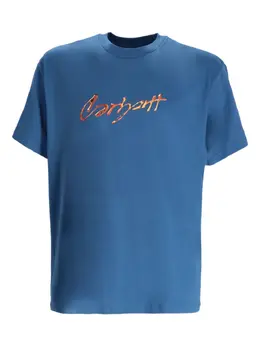 Carhartt WIP: Голубая футболка  Script