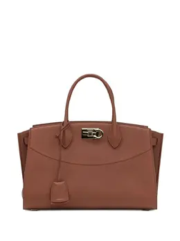 Ferragamo: Коричневая сумка-шоппер  Studio