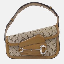 Gucci: Бежевая сумка  Horsebit 1955