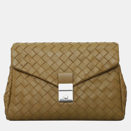 Bottega Veneta: Зелёный клатч  Intrecciato
