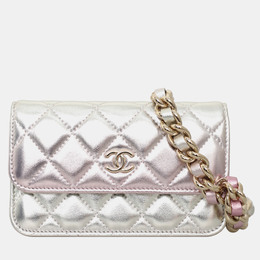 Chanel: Серебристый кошелёк 