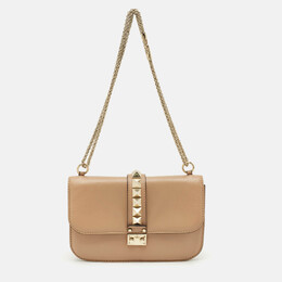 Valentino: Бежевая сумка  Rockstud