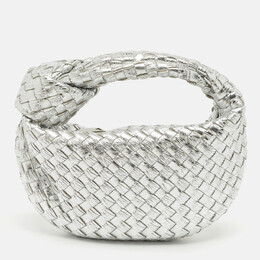 Bottega Veneta: Серебристая сумка  Mini Jodie