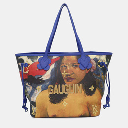 Louis Vuitton: Голубая сумка-шоппер  Neverfull MM