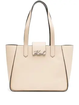Karl Lagerfeld: Бежевая сумка-шоппер  Signature