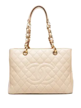 CHANEL Pre-Owned: Бежевая сумка-шоппер 