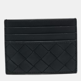Bottega Veneta: Чёрный картхолдер  Intrecciato