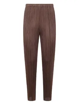 Pleats Please Issey Miyake: Коричневые брюки 