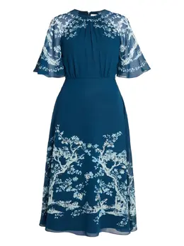 ERDEM: Платье с коротким рукавом 