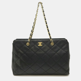 Chanel: Чёрная сумка-шоппер 