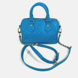 Louis Vuitton: Голубая сумка через плечо  Speedy