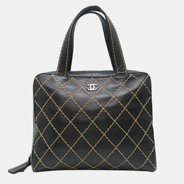 Chanel: Чёрная сумка-шоппер 