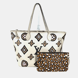 Louis Vuitton: Бежевая сумка  Neverfull MM