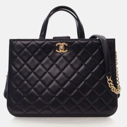 Chanel: Чёрная сумка-шоппер 