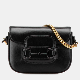 Gucci: Чёрная сумка  Horsebit 1955