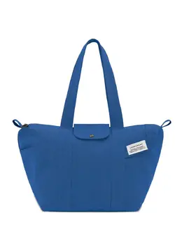 Longchamp: Голубая сумка-шоппер  Le Pliage