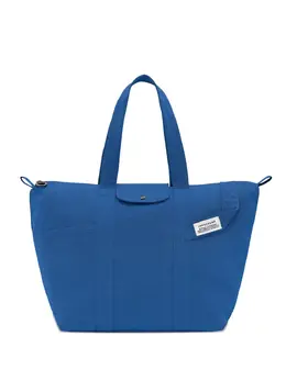 Longchamp: Голубая сумка-шоппер  Le Pliage