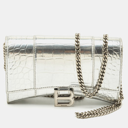 Balenciaga: Серебристый кошелёк  Hourglass