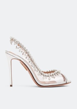 Aquazzura: Серебристые сандалии  Temptation