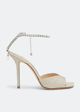 Jimmy Choo: Серебристые сандалии  Saeda 100