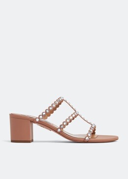 Aquazzura: Розовые сандалии  Tequila