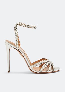 Aquazzura: Серебристые сандалии  Tequila