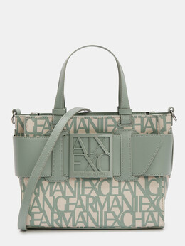 Armani Exchange: Бежевая спортивная сумка 