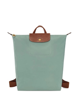 Longchamp: Зелёный рюкзак  Le Pliage