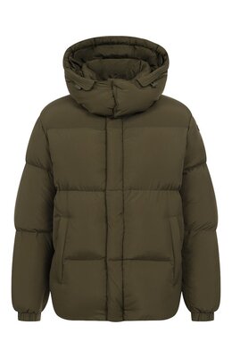 Diesel: Пуховик цвета хаки 