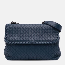 Bottega Veneta: Синяя сумка  Intrecciato