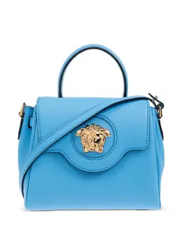 Versace: Голубая сумка-шоппер  La Medusa
