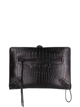 Balenciaga: Чёрный клатч 
