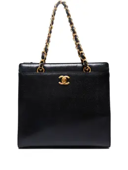 CHANEL Pre-Owned: Чёрная сумка-шоппер 