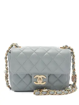 CHANEL Pre-Owned: Голубая сумка через плечо 