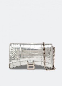 Balenciaga: Серебристый кошелёк  Hourglass