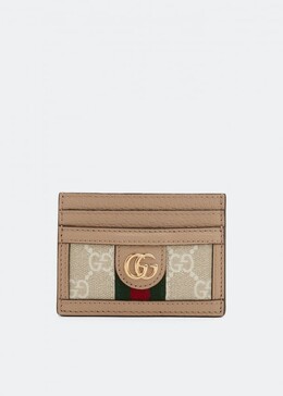 Gucci: Бежевый картхолдер  Ophidia GG