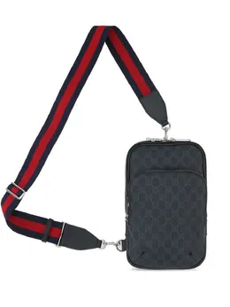 Gucci: Чёрная сумка через плечо  GG