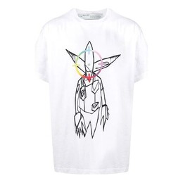 Off-White: Белая футболка  Futura Alien