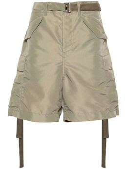 Sacai: Зелёные шорты 