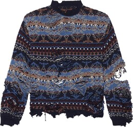 Balenciaga: Рваный свитер  Navy