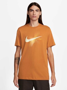 Nike: Коричневая футболка  Swoosh