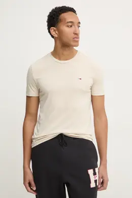Tommy Jeans: Бежевая футболка 