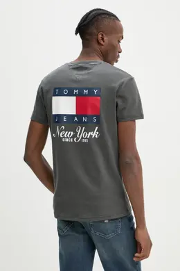 Tommy Jeans: Серая футболка 