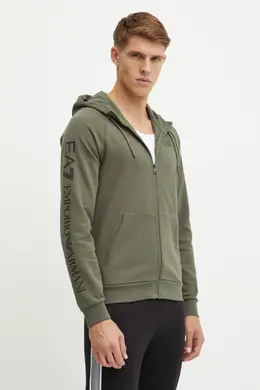 EA7 Emporio Armani: Зелёная толстовка 