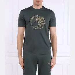 Armani Exchange: Зелёная футболка 