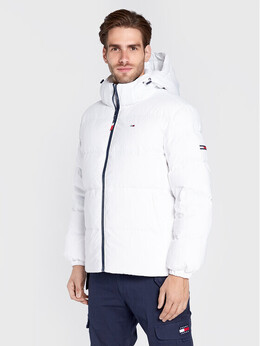 Tommy Jeans: Белый пуховик  Essential