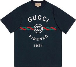 Gucci: Синяя футболка 