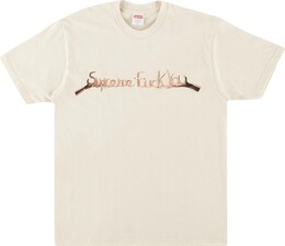 Supreme: Бежевая футболка  Fuck