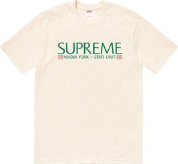 Supreme: Бежевая футболка  Nuova York